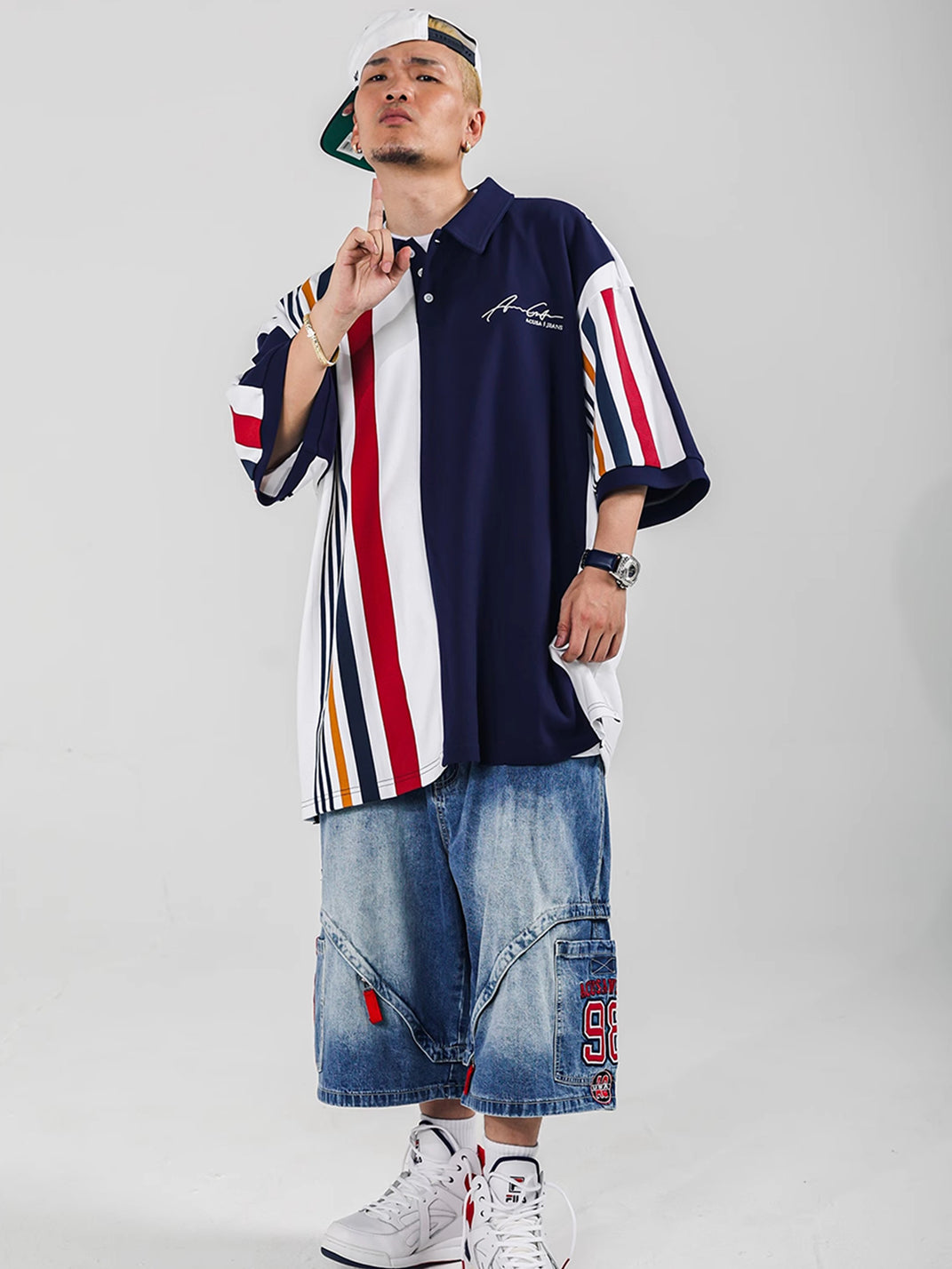 ACUSA | Asymmetrical Color Block Oversized Polo - PSYLOS 1, ACUSA | Asymmetrical Color Block Oversized Polo, Tops, ACUSA, PSYLOS 1